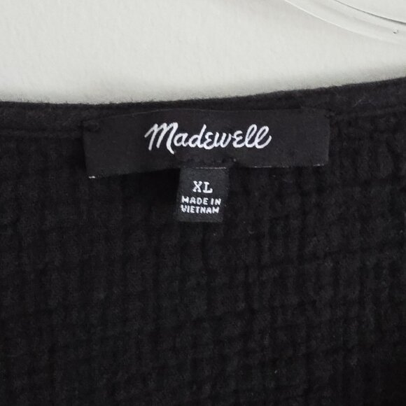 MADEWELL | Womens Lightspun Julianne Smocked-Waist Top Black Gauze SZ XL - Picture 6 of 7